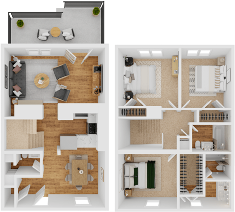 C1 Floor Plan at The Garden District Apartments, Germantown, TN  
